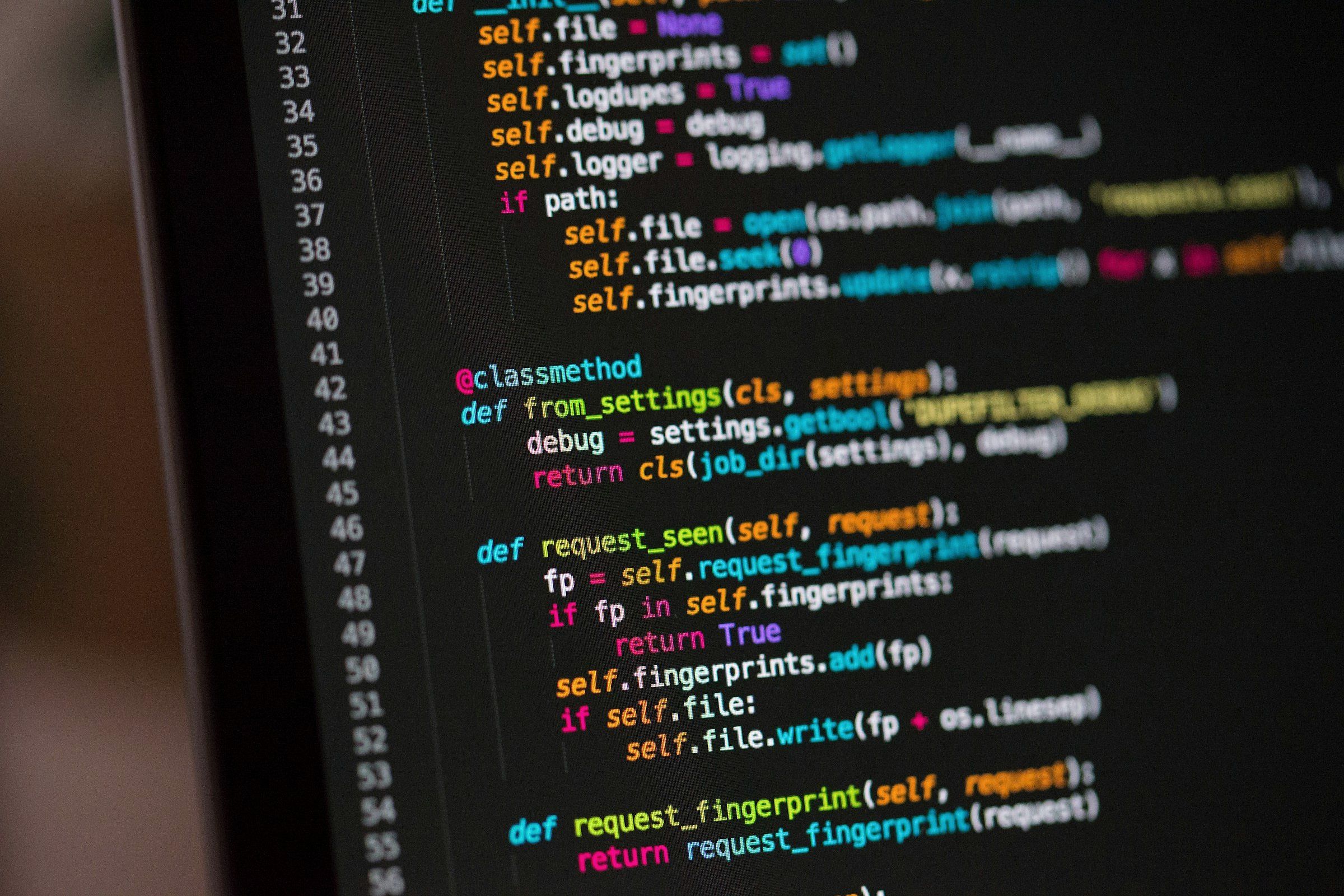 Close-up of Python source code on a screen