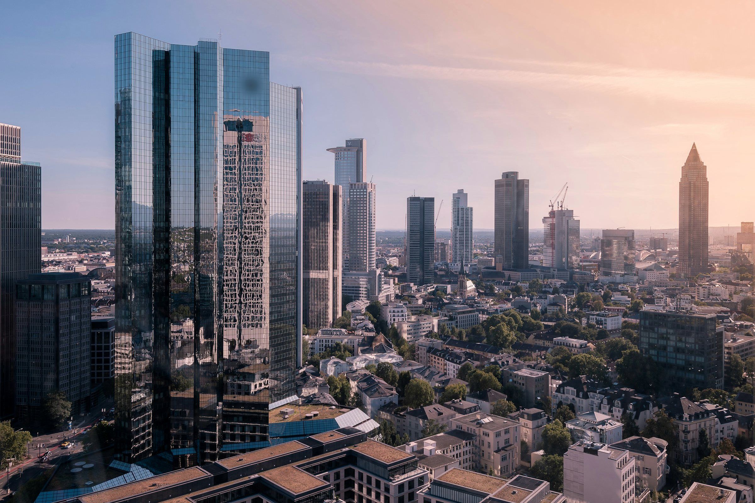 Hochhäuser in Frankfurt am Main von oben